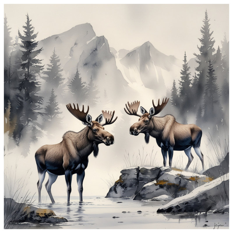 Couvre-lit matelassé Moose In Mountain, Double
