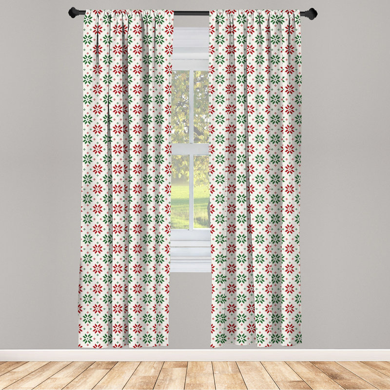 Norwegian Selbu Rose Semi-Sheer Rod Pocket Sliding Panel, 28" x 63"