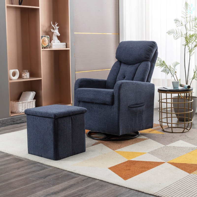Fauteuil inclinable de cinéma maison avec repose-pieds Bexhet, Bleu foncé