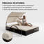 Double chaise longue d'extérieur à structure en acier - Lit de jour inclinable réglable à 5 positions avec auvent incurvé et table d'appoint cachée pour la piscine, la terrasse ou le jardin-830403174