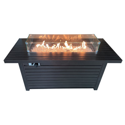 Hiland Rectangle Aluminum Propane Smokeless Fire Pit