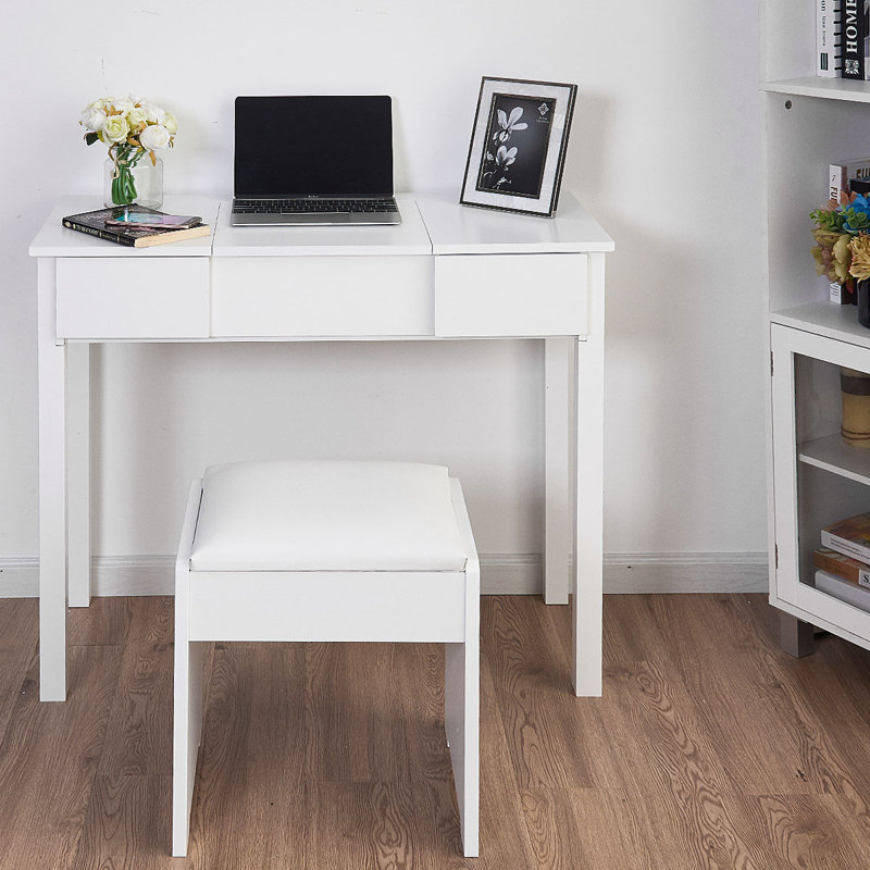 Dressing Table with Mirror, White