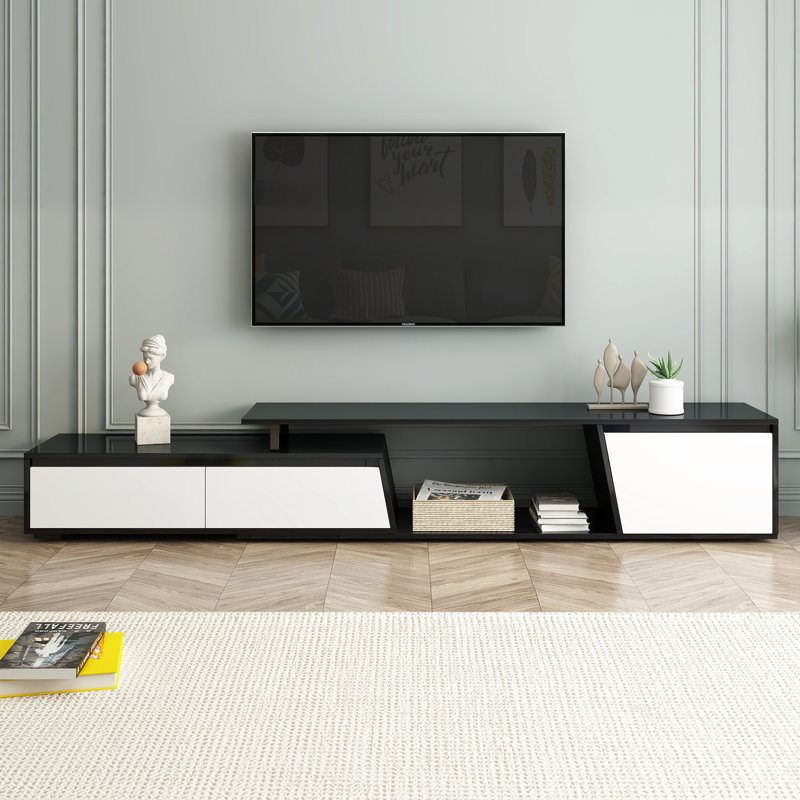 Rectangle Extendable TV Stand Up to 100" TV Cabinet Media Cabinet Media Center, Black