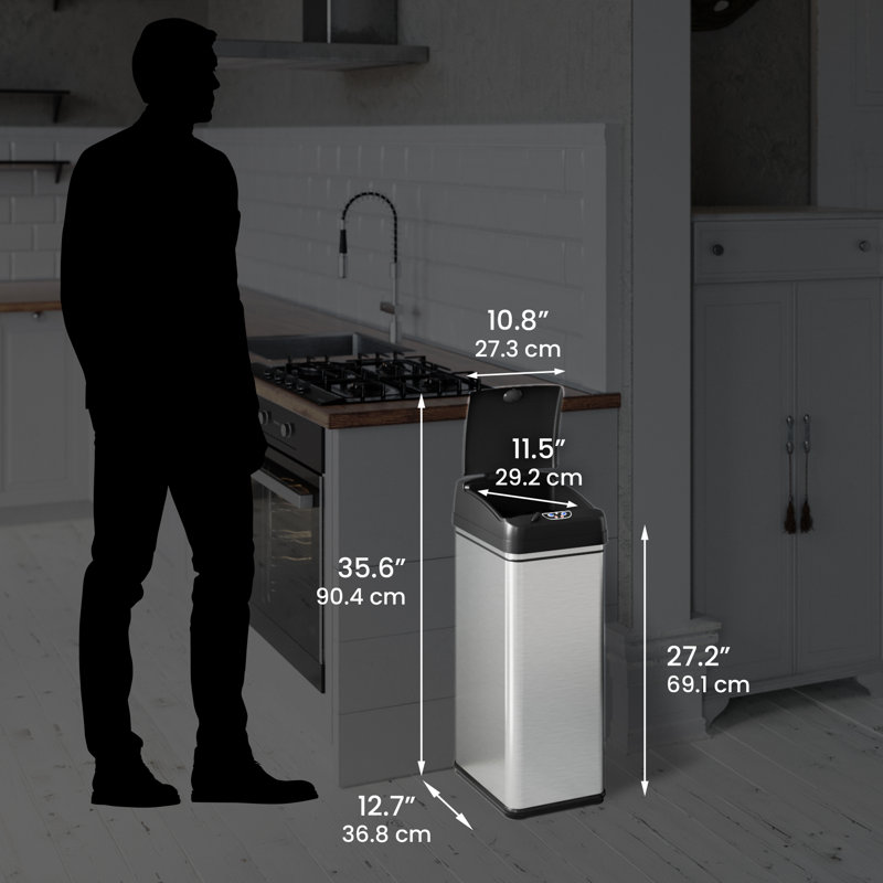 Poubelle à capteur de mouvement en acier inoxydable 13 gallons Deodorizer PetGuard