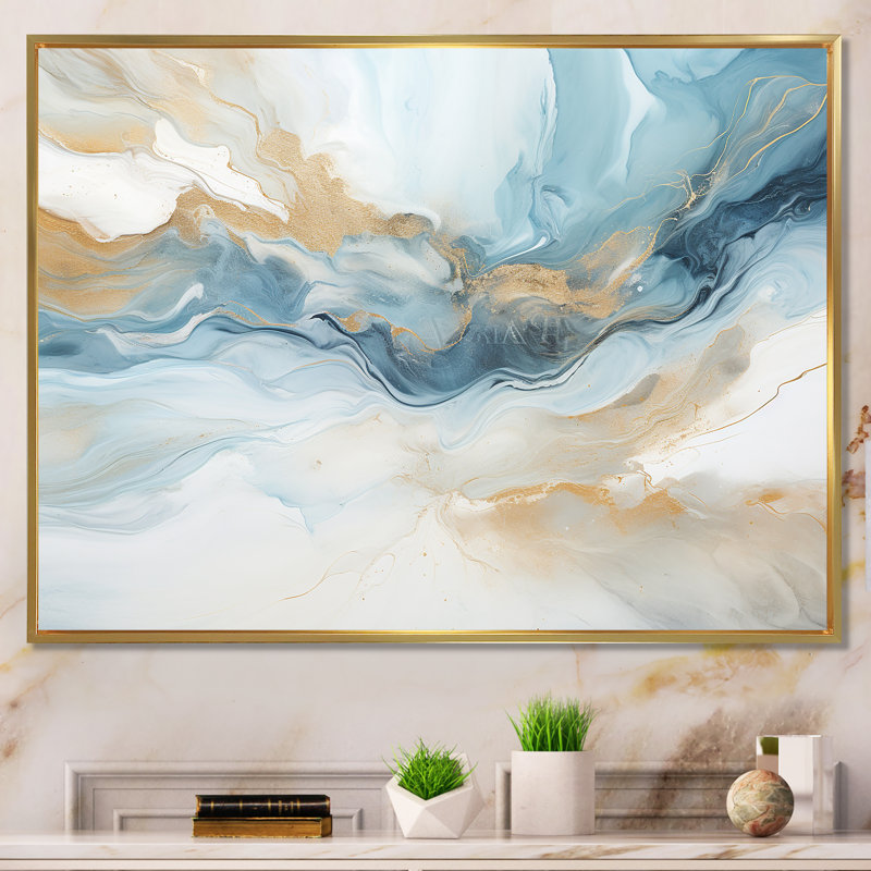 Blue Storm Charm Liquid Art I - Storms Wall Art, Gold Floater Framed, 34" H x 44" W