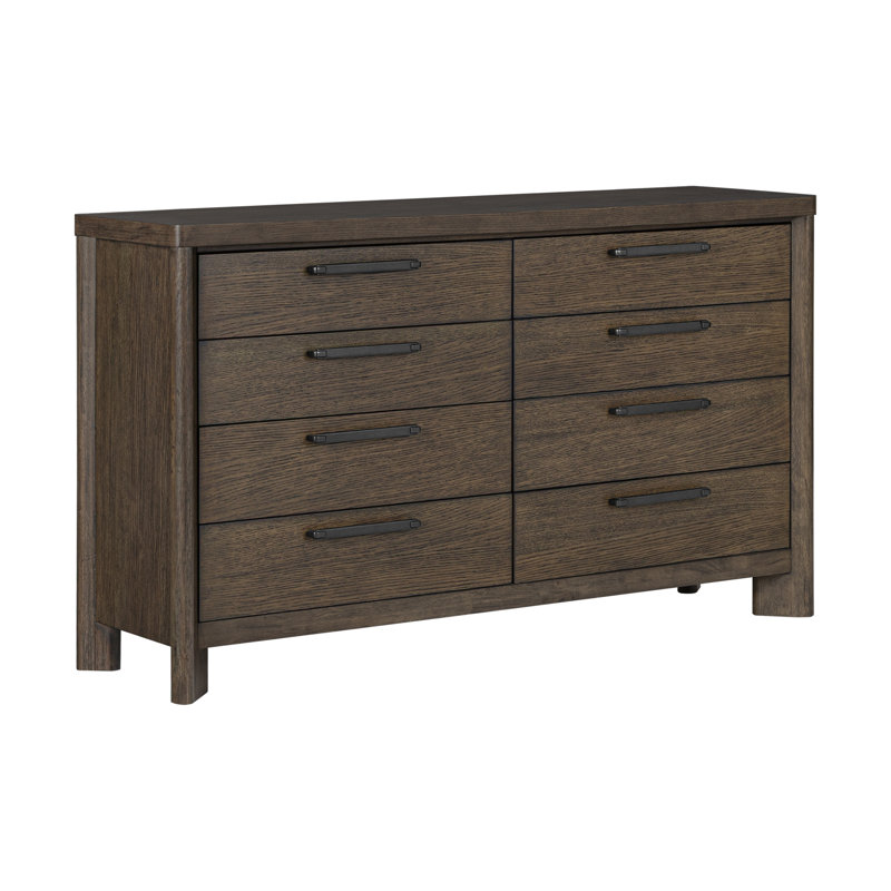 Commode en bois massif 8 tiroirs Juliano, Dark Oak