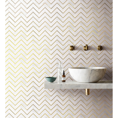 Carreau de mosaïque en marbre naturel poli à chevrons naturel 10,71 po x 11,07 po