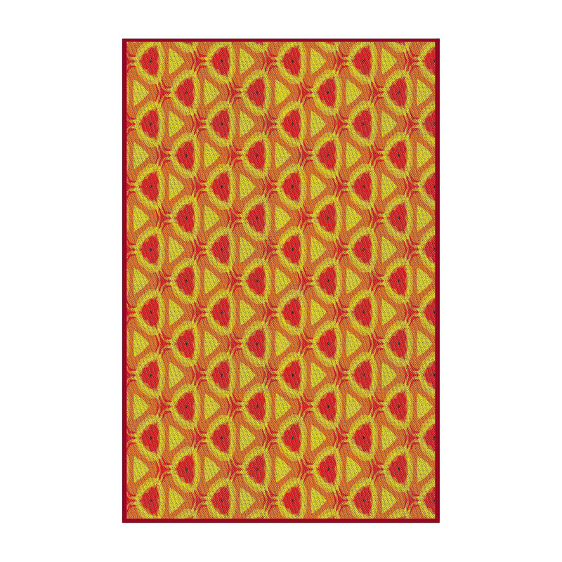 Tapis orange/rouge tissé à la machine, Rectangle 5 pi x 7 pi