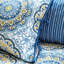 Housse de lit de jour réversible bleue - 6 pièces, avec grand imprimé médaillon et revers rayé, convient au matelas simple, comprend la housse, 3 taies décoratives, 1 coussin décoratif, pièce réversible facile à nettoyer, taille,