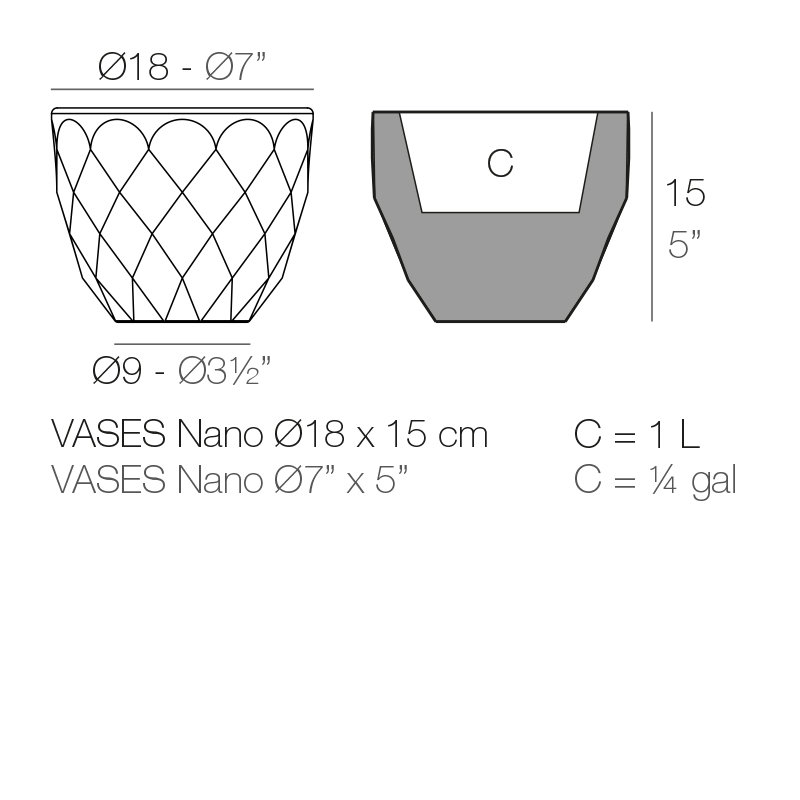Pot de fleurs en résine Nano, Glace, H 5 po x l 7 po x P 7 po