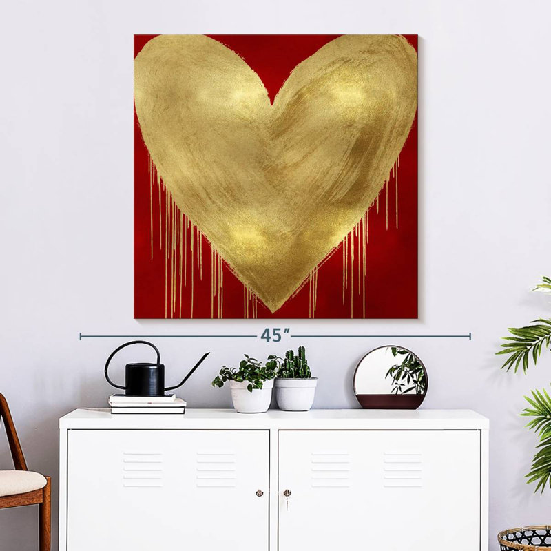 Hardie Big Hearted Gold sur fond rouge, H 33 po x l 33 po