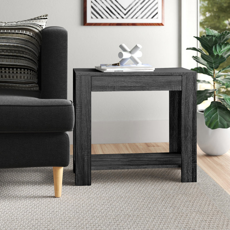 Farrah End Table with Storage, Dark Gray