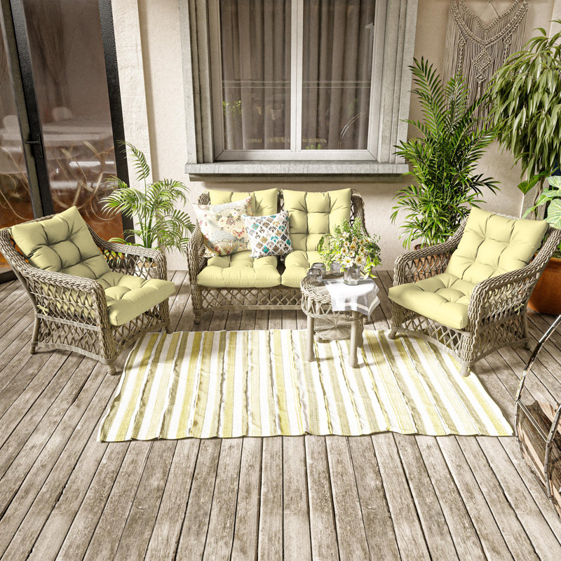 Outdoor/Indoor Seat / Back Cushion, Light Yellow, 21” W x 21“ D 