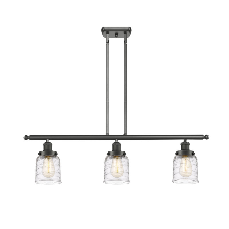 Luminaire suspendu linéaire à 3 lumières pour îlot de cuisine Alishma, Ampoule non incluse, Bronze huilé