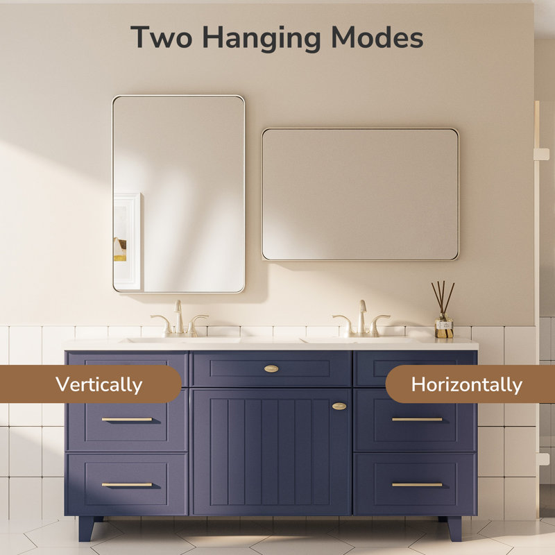 Bathroom Mirror with 1.2" Thick Aluminum Alloy Frame,Wall Mirror with Tempered Glass,Accent Mirror for Entryway,Dining Room,Bedroom