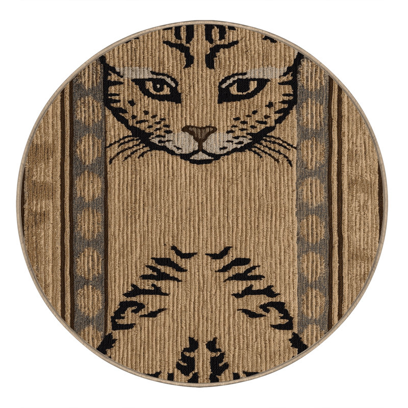 Washable Margay Big Cats Area Rug, Round 6'