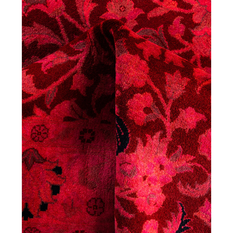 Overdyed Hand-Knotted Wool Modern-Contemporary Pink Area Rug 4' 2" x 6' 2"