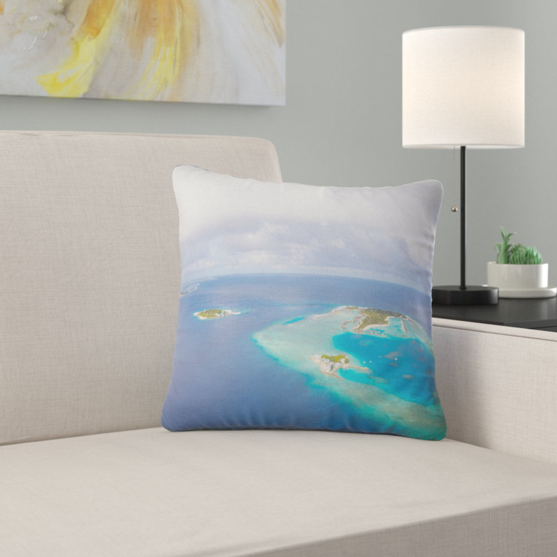Coussin de l’île de maldives, vue aérienne seascape, 16 po x 1 po, Coussin décoratif
