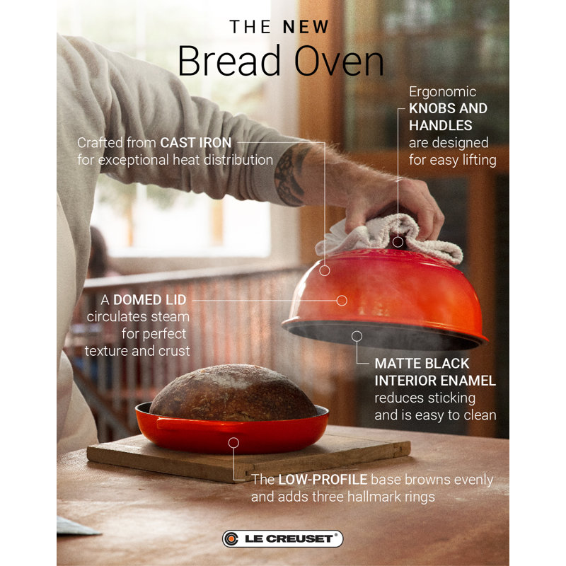 Le Creuset Signature Enameled Cast Iron 1.75 Qt. Bread Oven with Lid, Flame