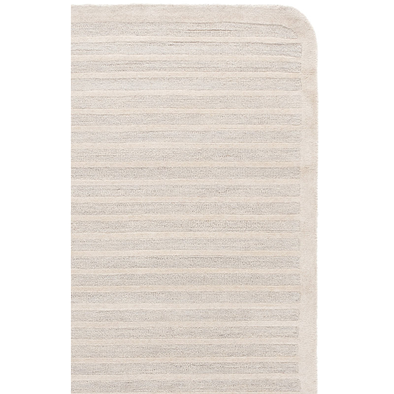 Ebony Hand Tufted Wool/Cotton Striped Rug in Silver/Ivory, Rectangle 5' x 8'