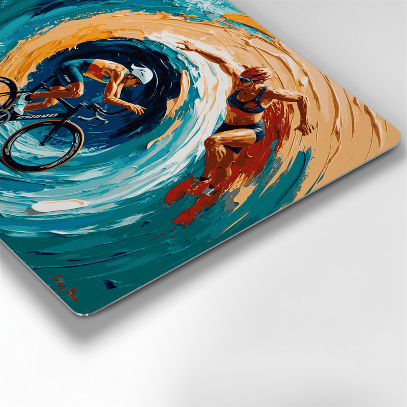 Art mural en métal bleu Sports Triathlon