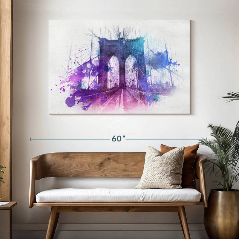 Lilie abstrait pont de Brooklyn, H 32 po x l 48 po