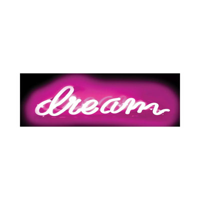Neon Dream Pink On Black by Hailey Carr - Wrapped Canvas Panoramic Print