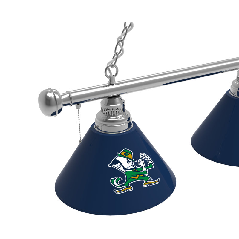 3 - Light Pool Table Lights Pendant, Chrome, Notre Dame Leprechaun
