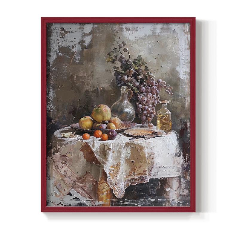 Reproduction encadrée FLORAL Series DCC XXXV - bois massif, H 11 po x l 9 po, Rouge