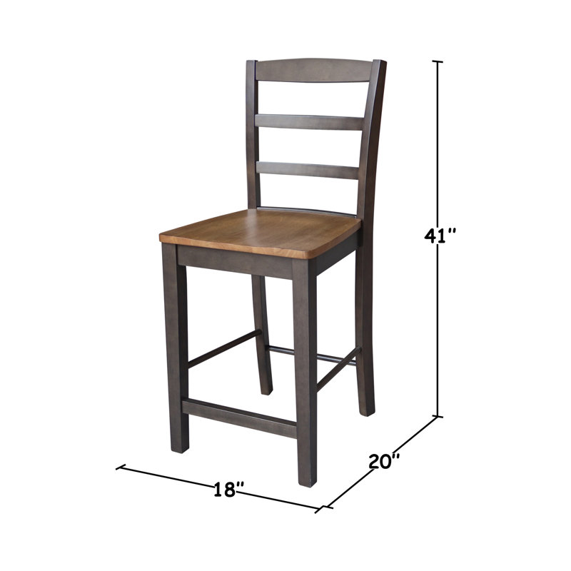 Tabouret de comptoir 24 po Klynn, Hickory / structure en charbon délavé