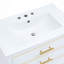 Armoire de meuble-lavabo moderne 30 pouces bleu marine / blanc avec deux tiroirs ouverts