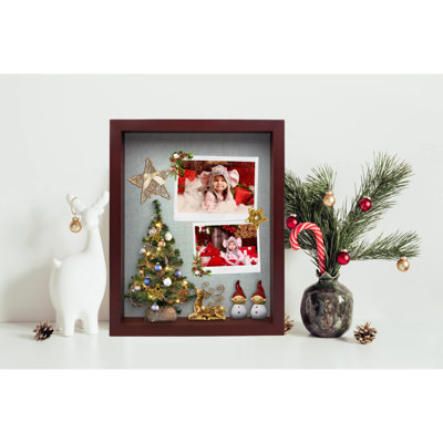 11"X14" Solid Wood Mahogany Display Shadow Box Frame - Solid Wood Memory Box For Keepsakes (Picture Box, Military, Wedding, Graduation, And Flower Shadow Box)