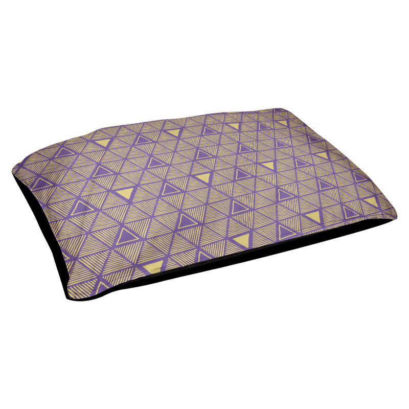 Coussin d’extérieur pour chien à main triangles Chen, Grand (l 50 po x P 7 po x H 40 po), Mauve / Jaune