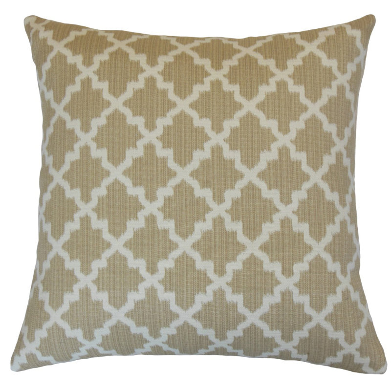 Coussin décoratif en coton Davern, Hauteur (18 po) x largeur (18 po), Grès