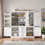 Garde-manger autoportant en bois avec armoires, tablettes de porte, tablettes réglables et tiroirs-485978763