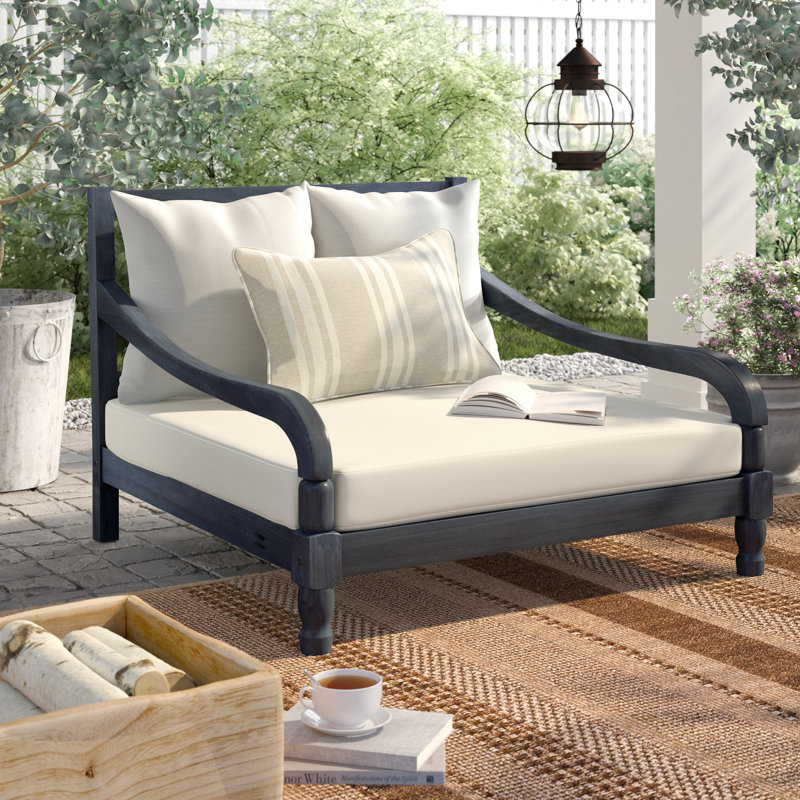 Hallei 35.4" Long Double Chaise with Cushions, Ash Gray