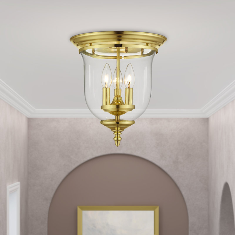 Plafonnier encastré 3 lumières 11,5 po Aaven, Laiton poli