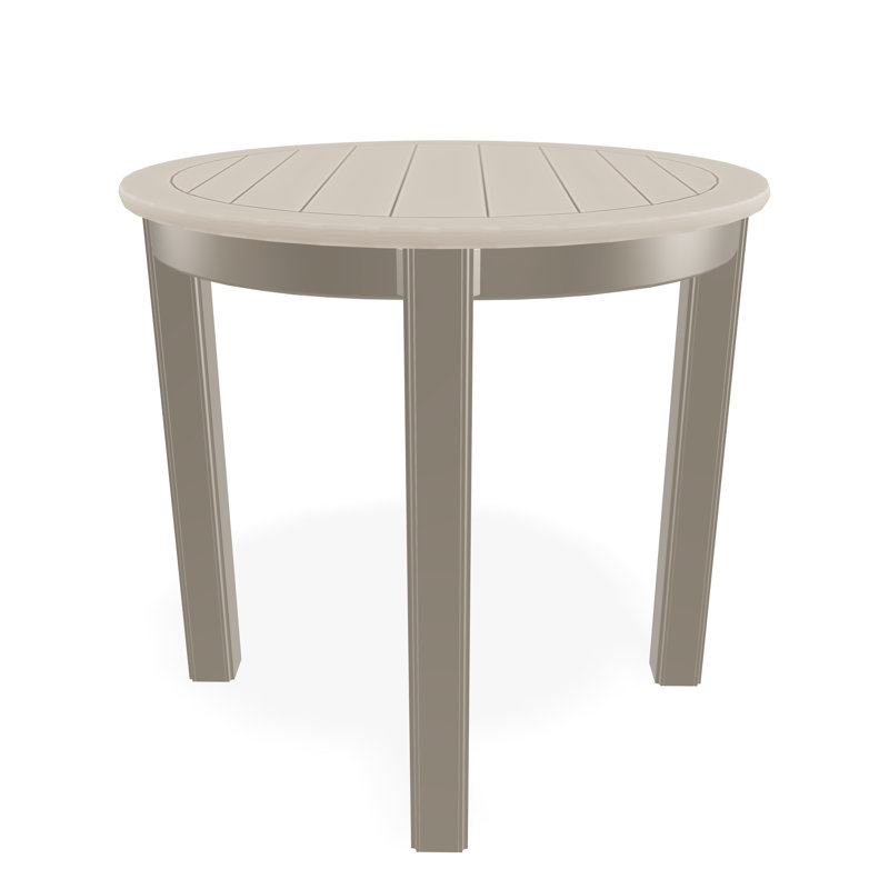 Outdoor Round Side Table, Black/Black, Marine Grade Polymer