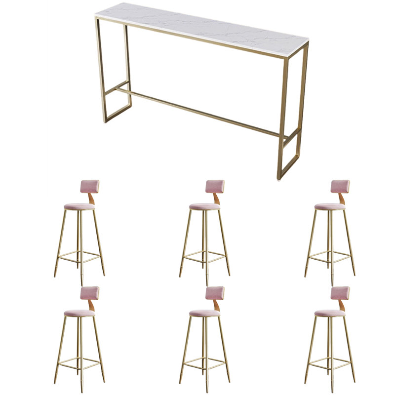 Erhard, Bleu, 7 pièces : table, 6 chaises, 41.3" H x 15.7" W x 78.7" D