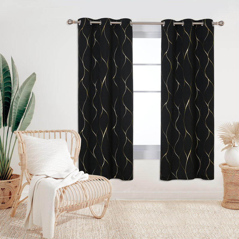 Boulus Room Darkening Curtain Panel Pair, 42" W x 45" L, Black