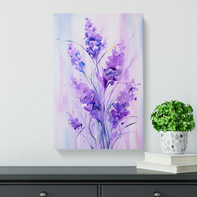 Lavender Flower Gestural No.3 - Wrapped Canvas