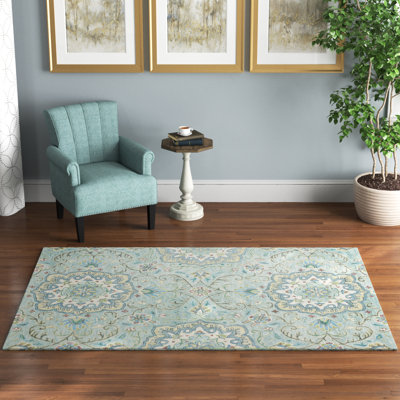 Tapis vert en laine touffeté à la main Andrieka