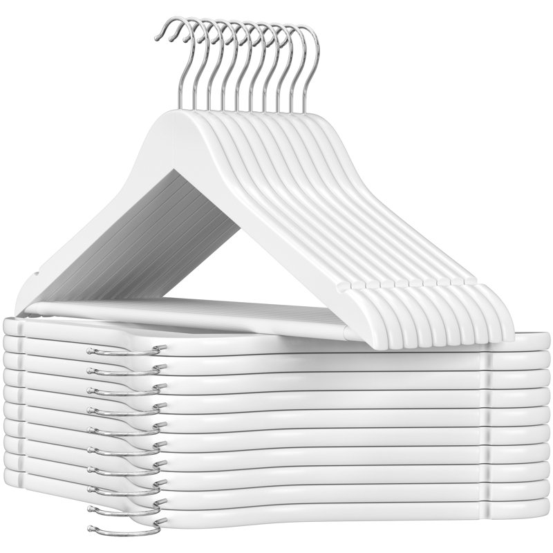 Wood Standard Hanger for Suit/Coat, 20, White