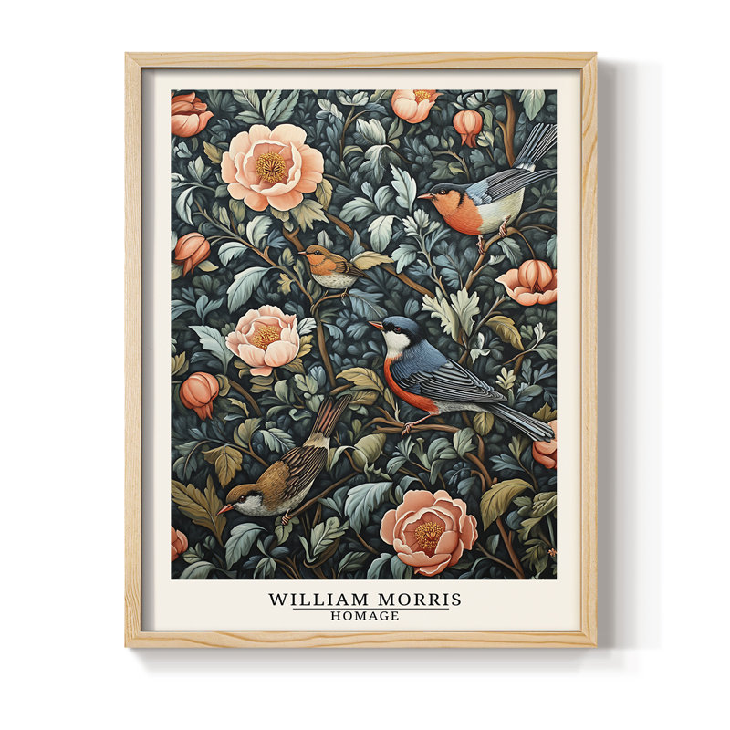 Imprimé encadré de la série XXV de William Morris - bois massif, H 21 po x l 17 po, Naturel
