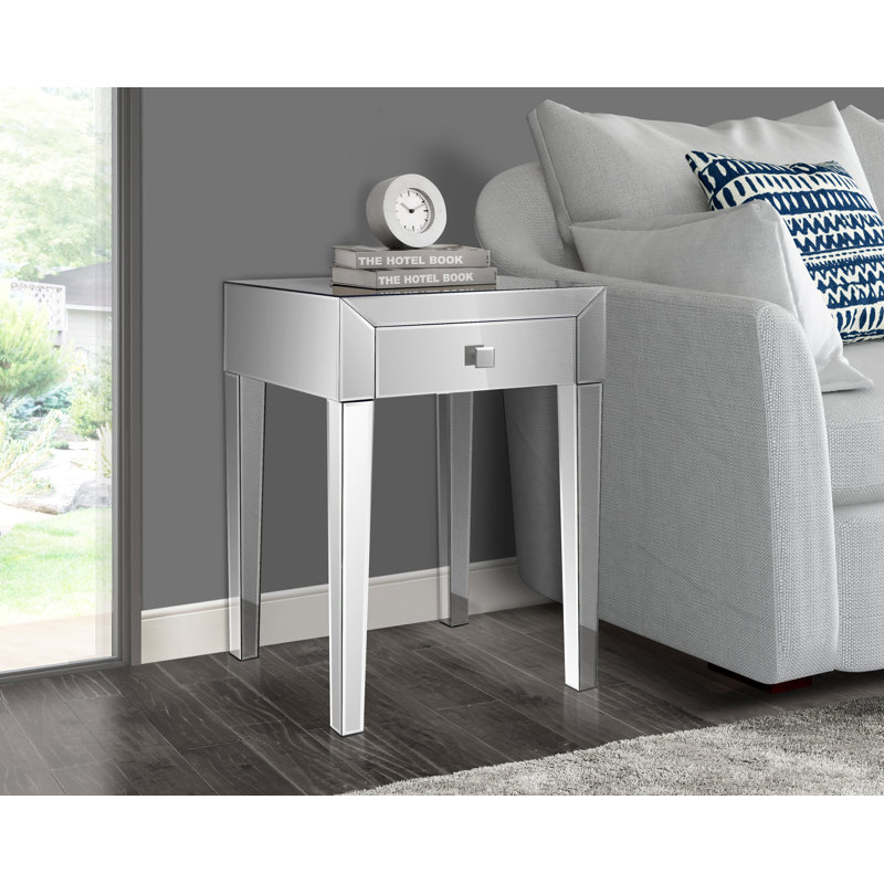 Luigino Glass Top End Table with Storage