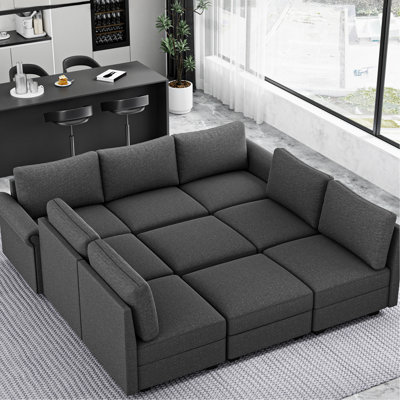 Modern 9 U-shaped Couch With Storage Compartments, 2 Chaise Lounges, And Soft Seat Plushness - Great For Living Room Entertaining Contemporary Convertible , Deep Seats, Memory Foam Filler Perfect