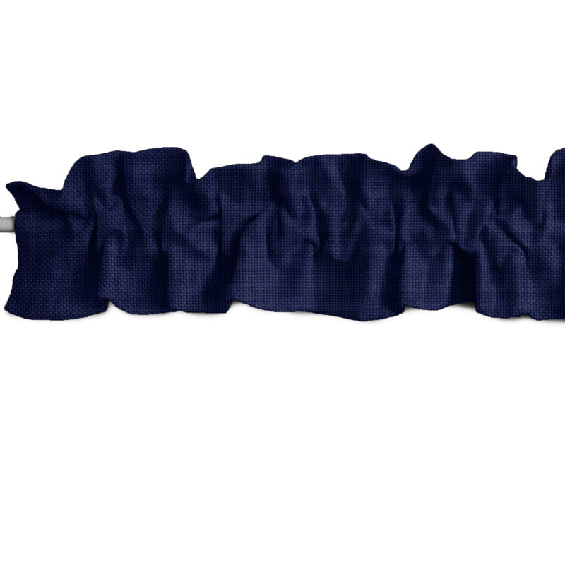 Ruffled Window Valance, 120" W x 9" L, Navy