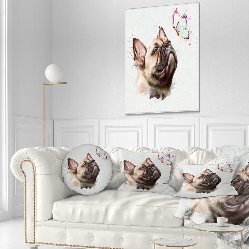 Coussin pour chien en français avec papillon
