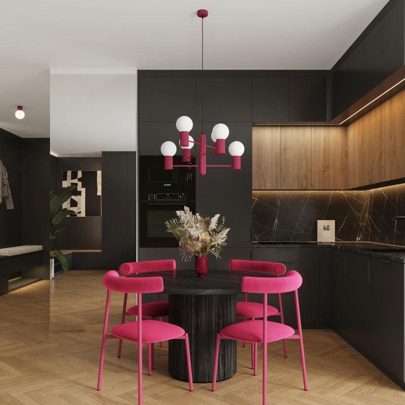 Wynnwood 6 - Light Chandelier, Burgundy