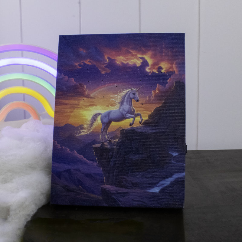 Toile de table illuminé 8 x 6 Unicorn Night Rainbow